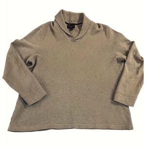 Soft Cotton Mens Shawl Collar Pullover Sweater XL Tan Academia Grandpa Core